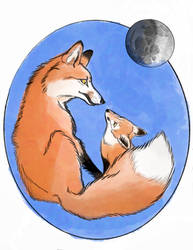 Fox and Moon postcard