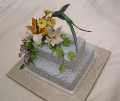 Humming bird and Orchid cake