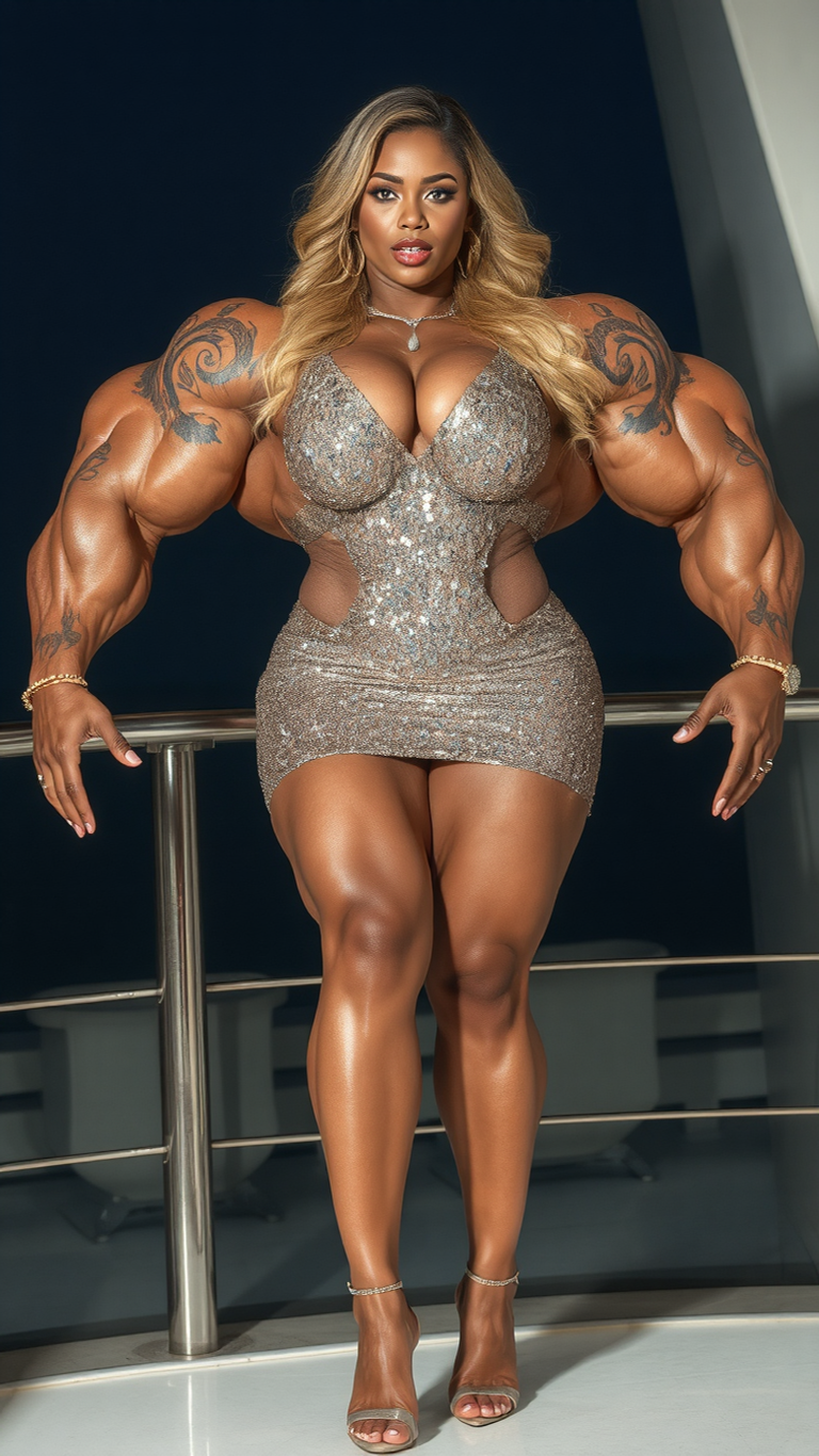 Blonde Latina with muscles and tattoos