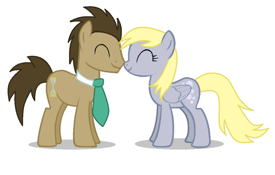 Dr.Whooves and Derpy nuzzle