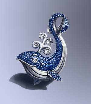 Funny whale .Jewelry sketch :))