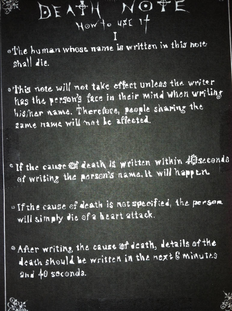 Death Note Rules 1 by ShadoeKat on DeviantArt