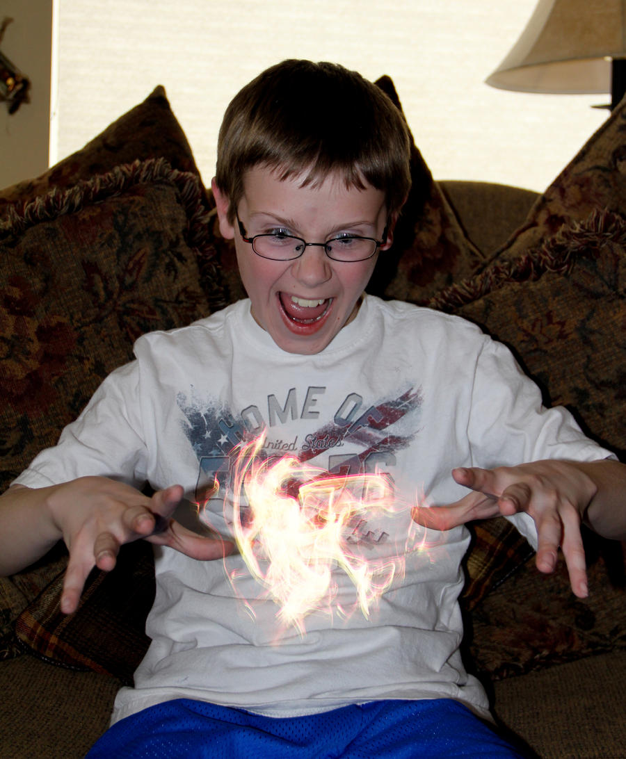 Jacob practicing his Firebender skills.