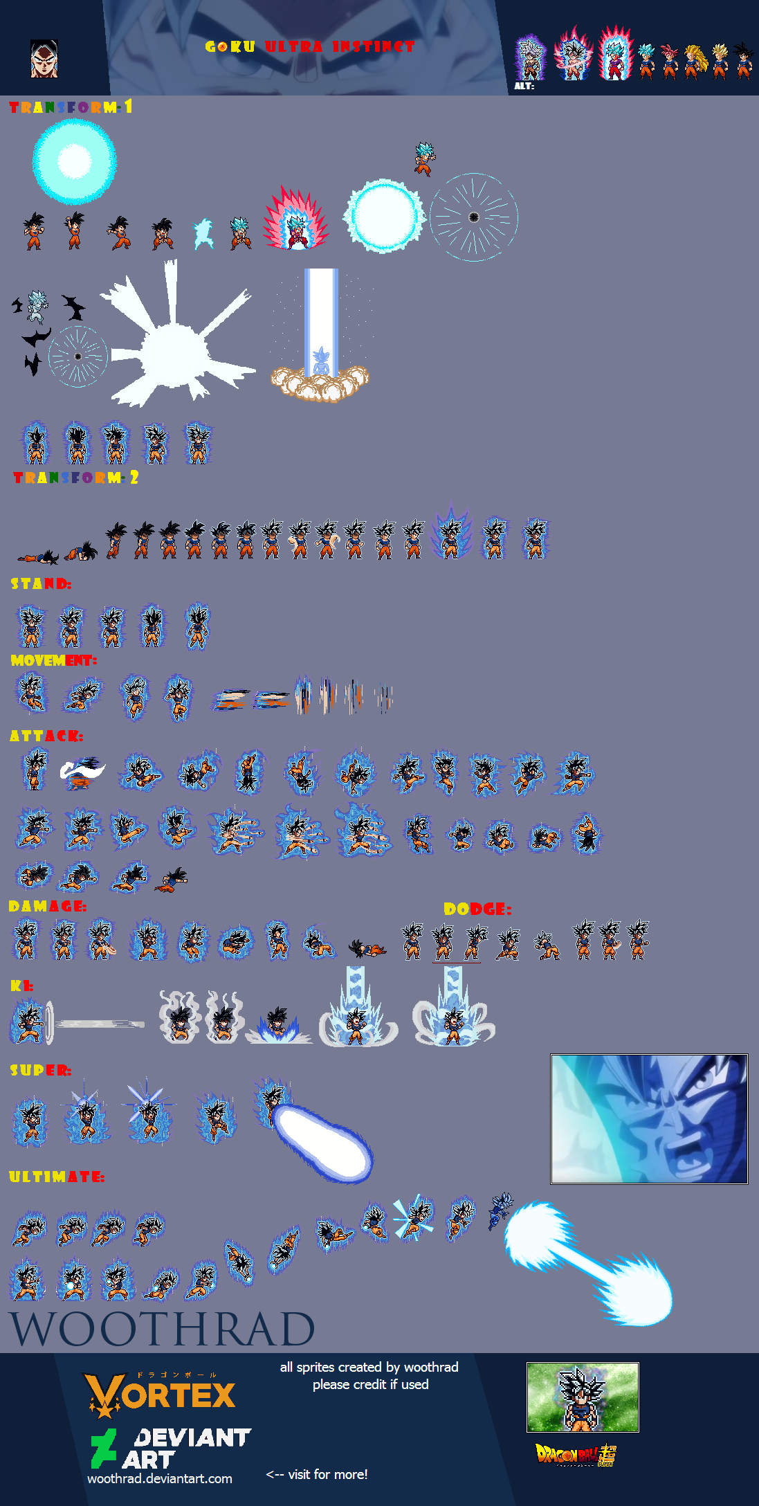 Goku Ultra Instinct Sprite Sheet