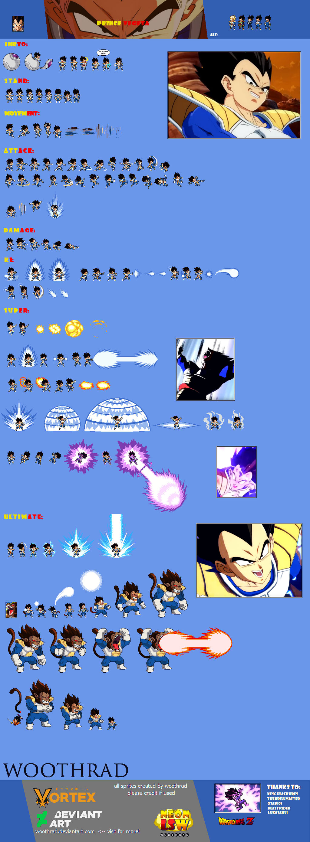 Prince Vegeta (Saiyan Saga) sprite sheet by Woothrad on DeviantArt