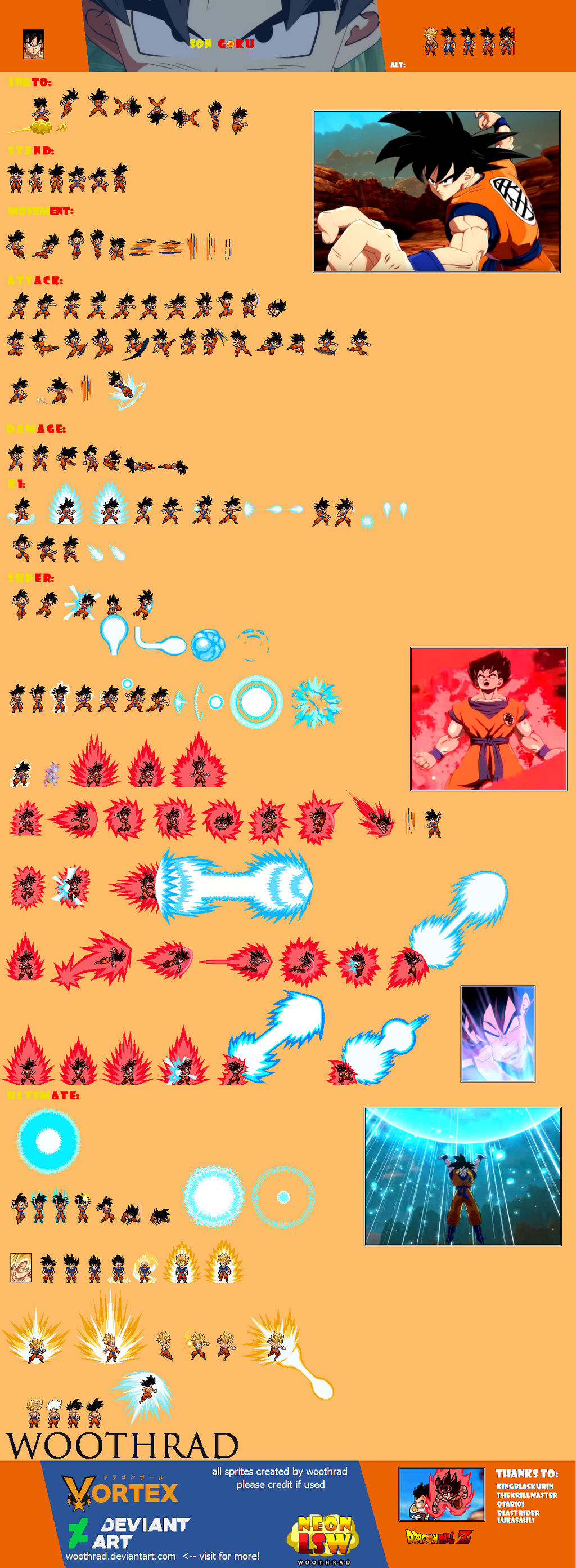Son Goku (Saiyan Saga) sprite sheet by Woothrad on DeviantArt