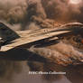 F-14A from VF-114 flying over fierce oil well fire