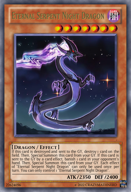 yugioh card serpent night dragon MRL-103 Secret Rare Unlimited Near Mint Dragon Level 7 ATK/2350 DEF/2400 A dragon created from the soul of a wicked knight. Serpent Night Dragon P3-06 Prices