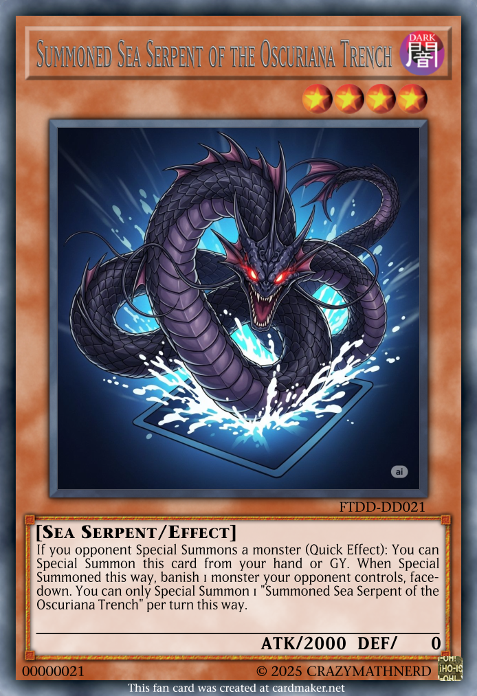 Summoned Sea Serpent of the Oscuriana Trench by CrazyMathNerd on DeviantArt Summoned Sea Serpent of the Oscuriana Trench by CrazyMathNerd on DeviantArt