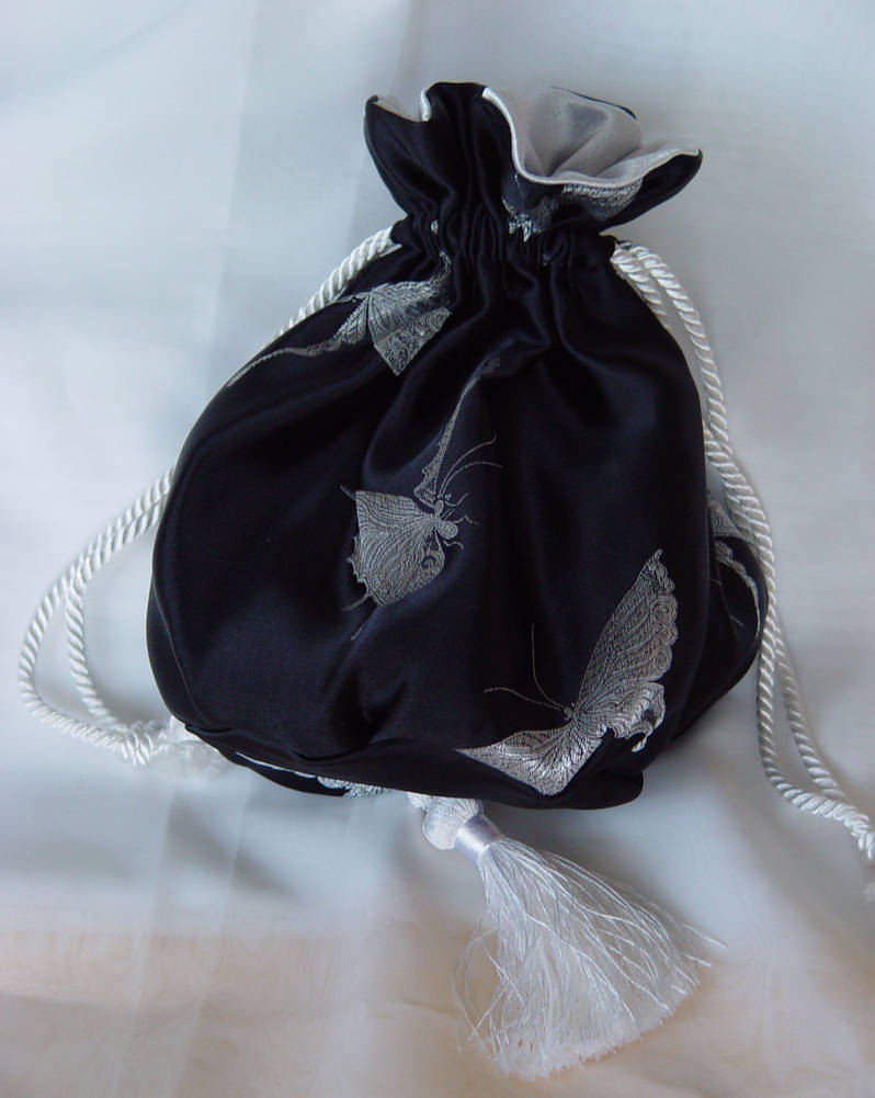 Black silk with white butterflies reticule by magic-needle on DeviantArt