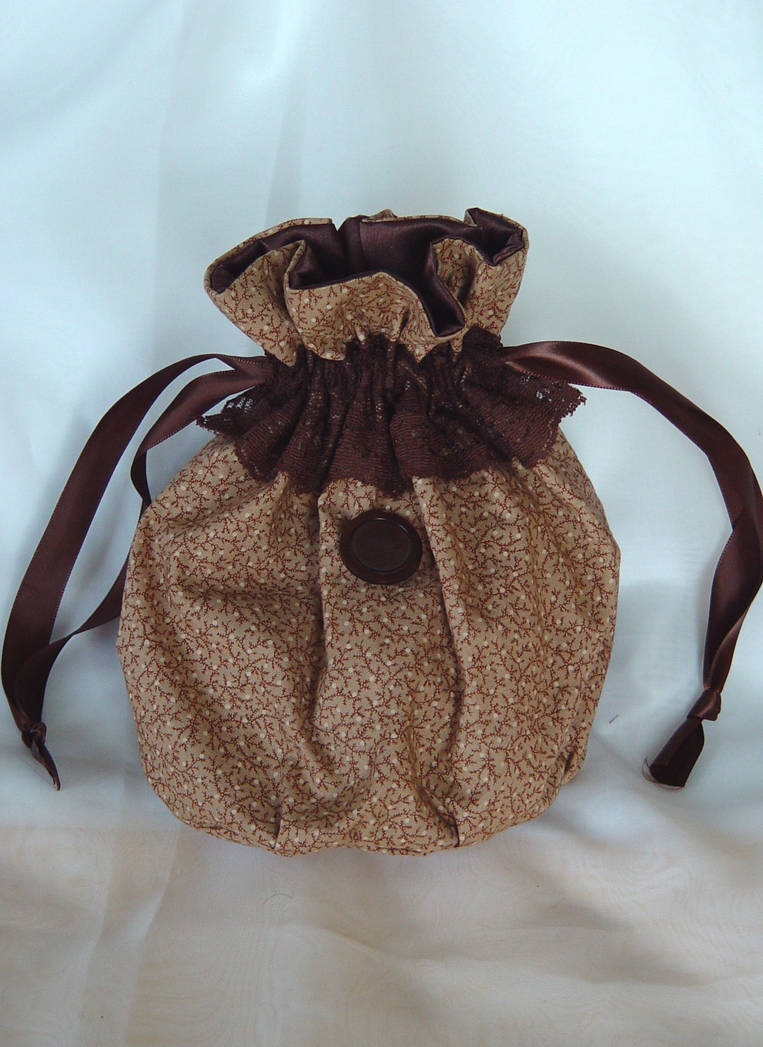 Brown cotton drawstring reticule by magic-needle on DeviantArt