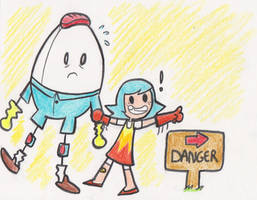 A kid, an egg, a park, they do stuff