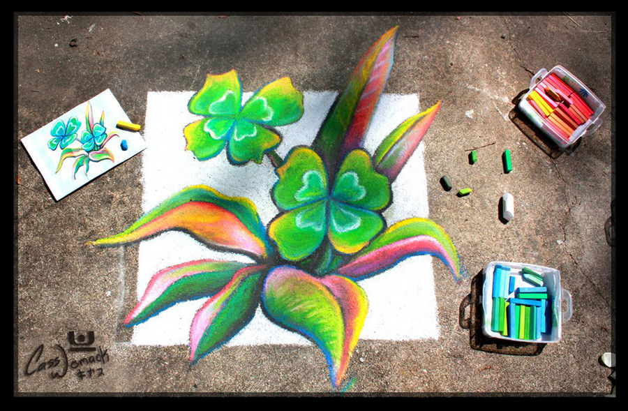 Chalk Art - St Patricks Clover