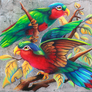 Rainbow Chalk Birds