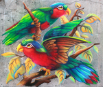 Rainbow Chalk Birds
