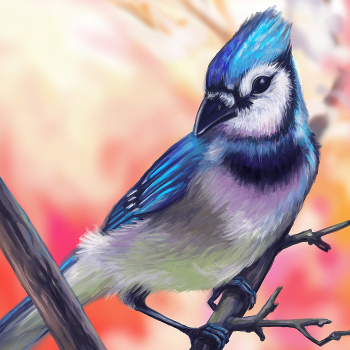 Realistic Blue Jay Painting Painting Inspired