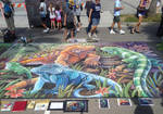 Endangered Iguanas Chalk Art 2 by charfade