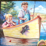 Young boy and girl on boat