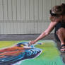 American Kestrel Chalk Art progress