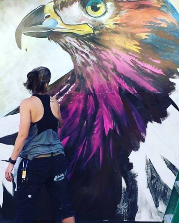 Painting Red Tailed Hawk Mural