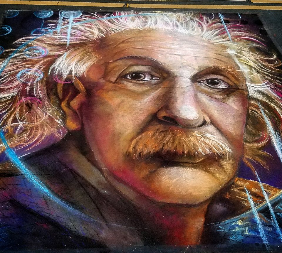 Albert Einsten Chalk Art