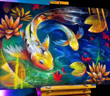 Koi Fish Chalk Art