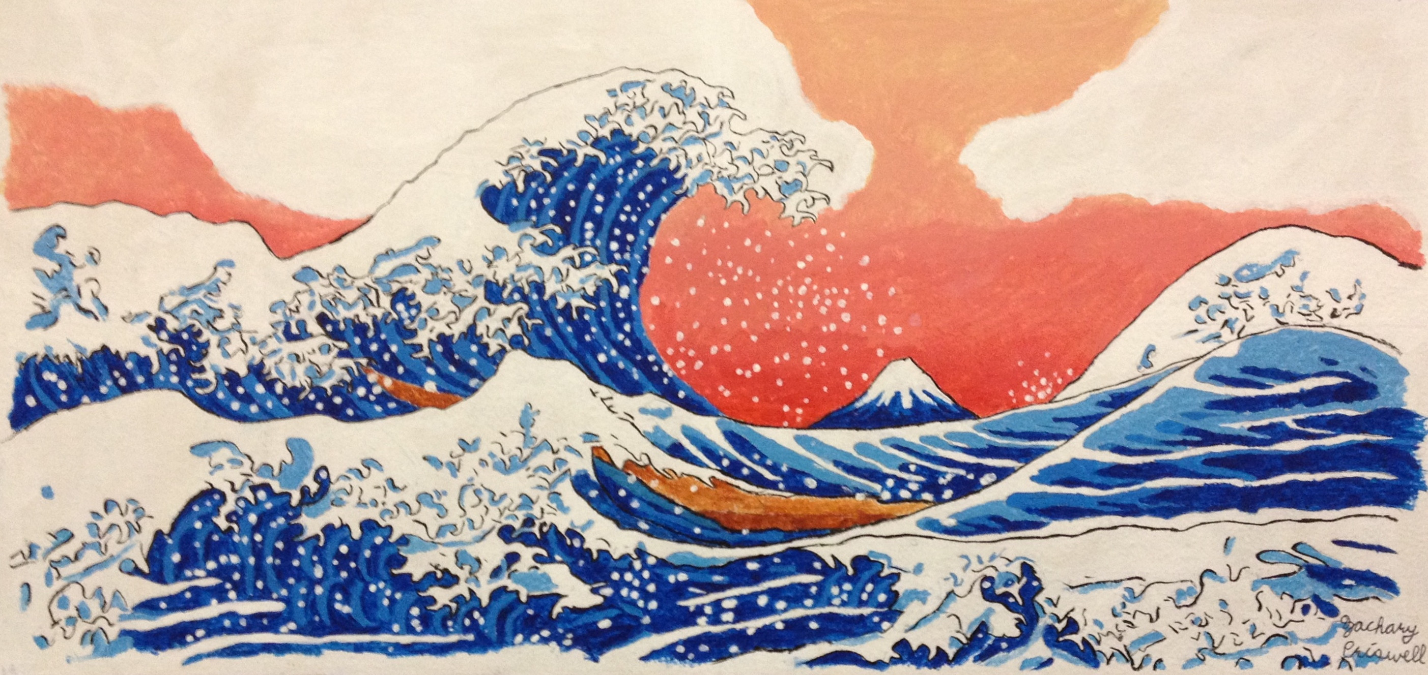 The great Wave off Kanagawa at Suunset