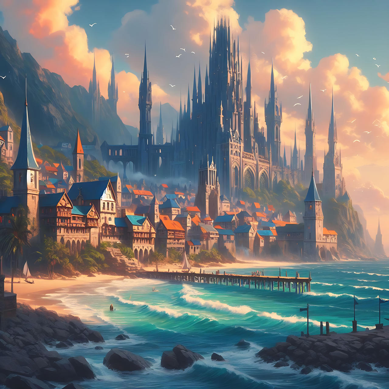 Beacside Beachside Town by RWArtPrints on DeviantArt