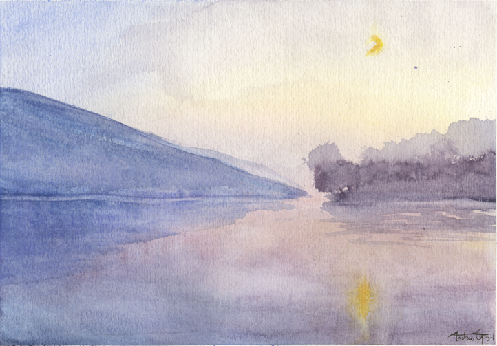 Coniston Twilight Watercolor