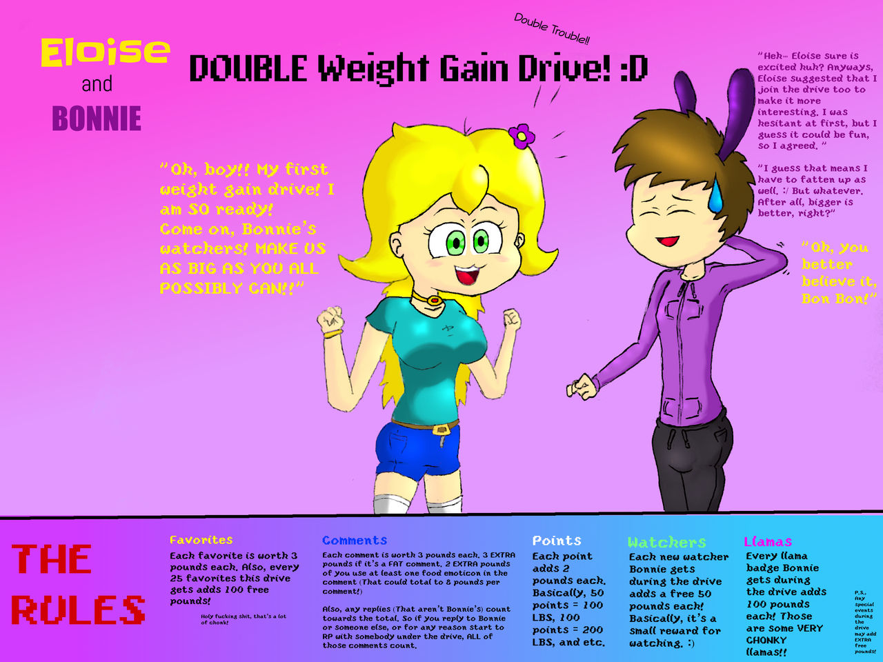 Eloise and Bonnie DOUBLE Weight Gain Drive 1