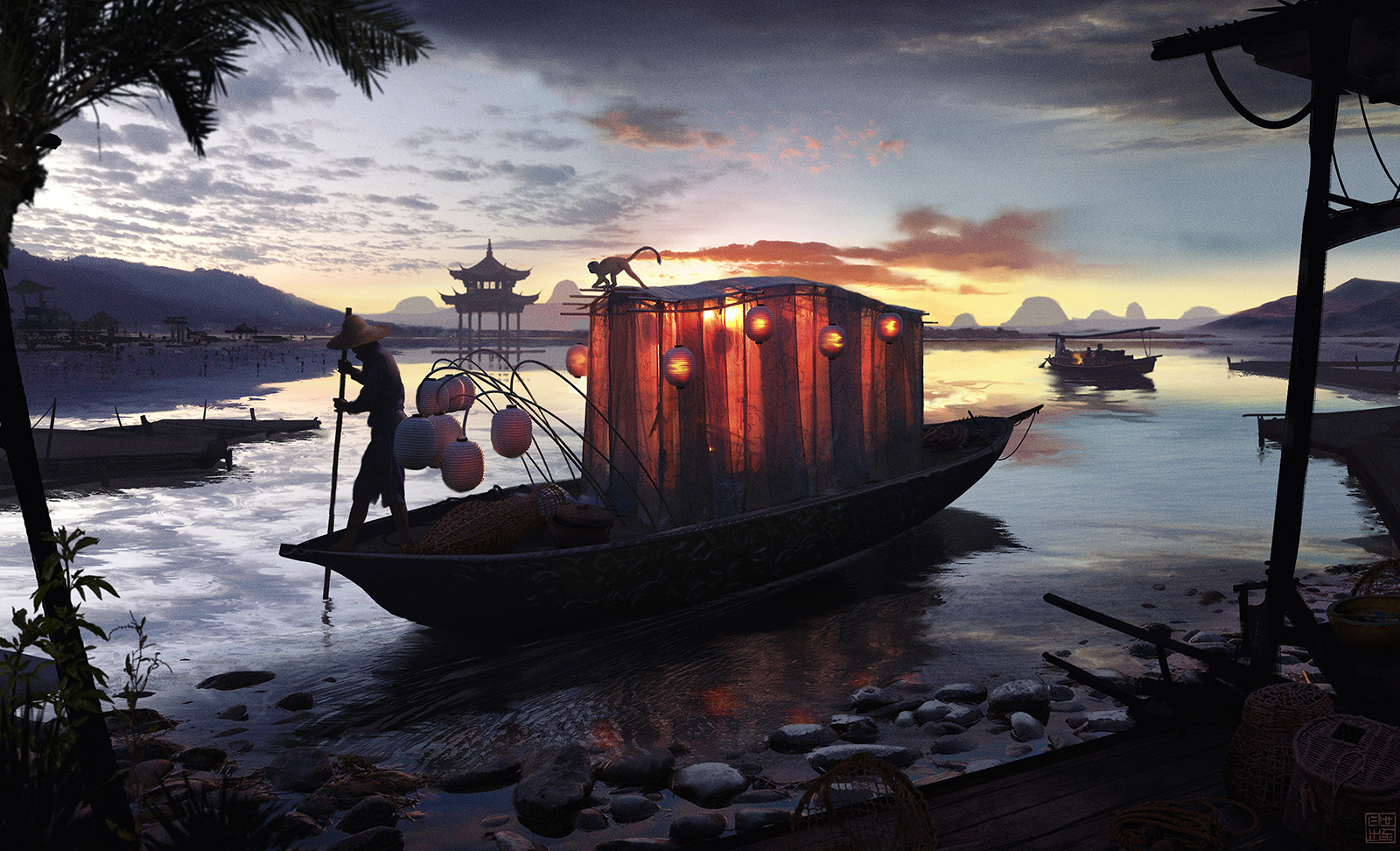 Sunset Fishing by Hideyoshi