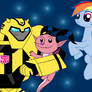 Bumblebee, Haley Long and Rainbow Dash