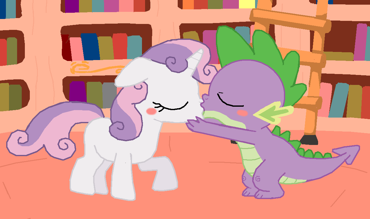 Spike and Sweetie Belle's kissing