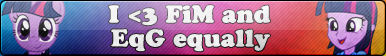 FiM and EqG equal love -Fan button