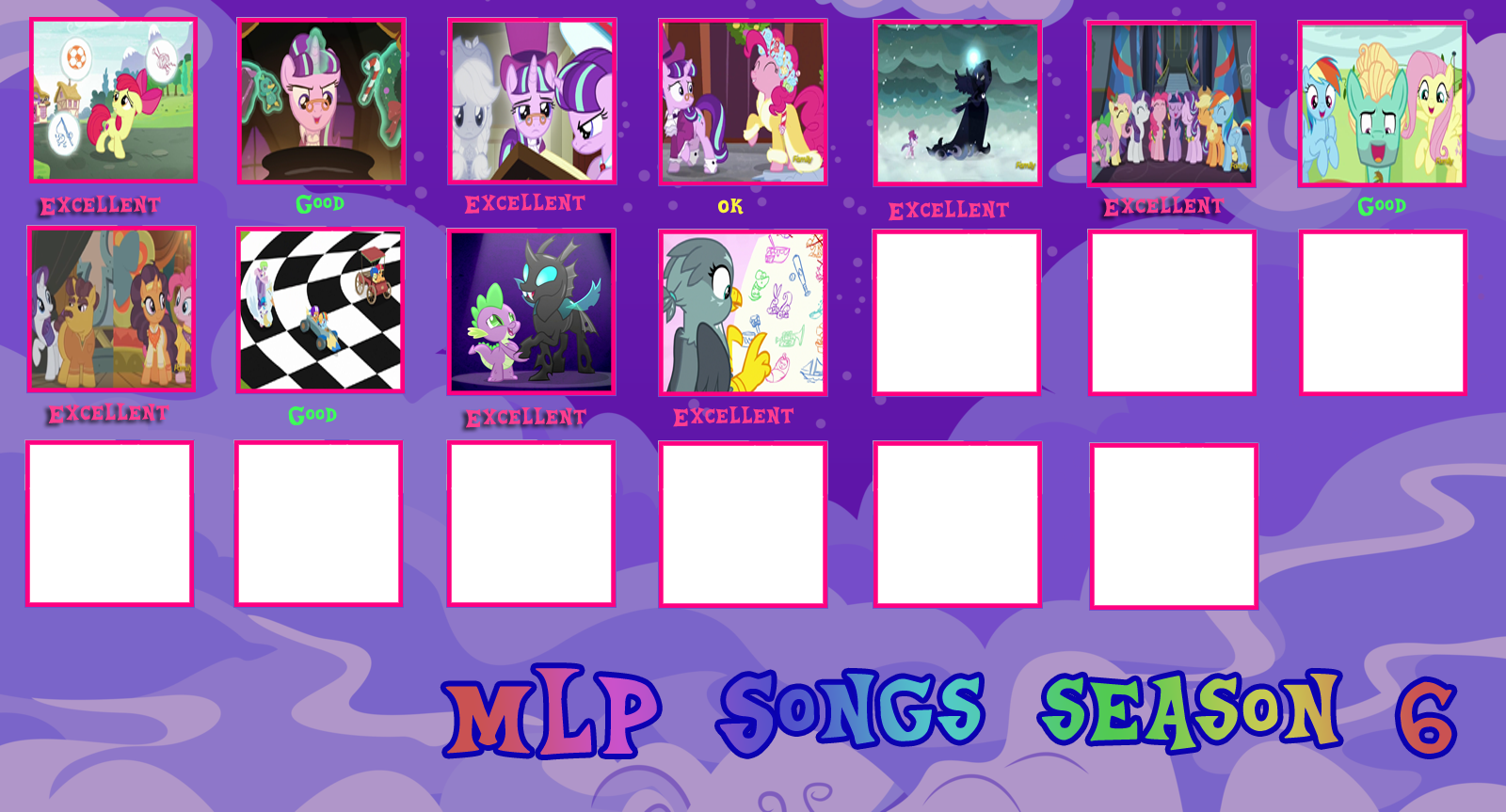 MLP season 6 -songs ratings by MajkaShinoda626 on DeviantArt