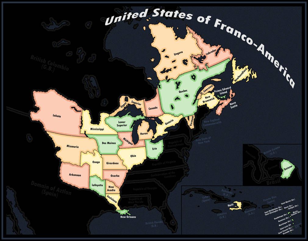 Fra America United States of Franco-America Revamped by KantiaCartography on DeviantArt
