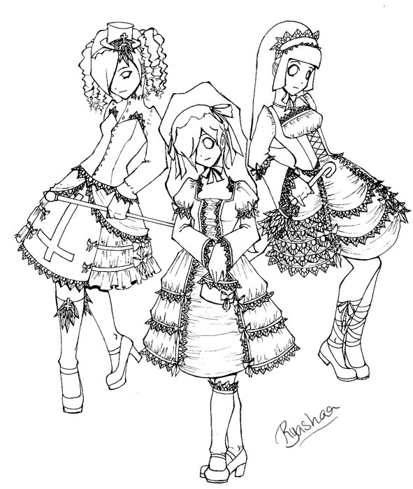 The Three Loli Sisters Lineart