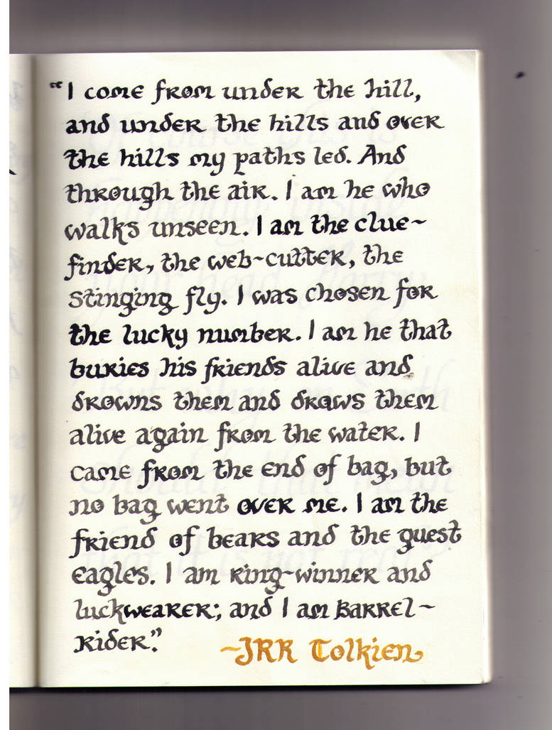 Calligraphy The Hobbit Excerpt Tolkien Font by nallina on DeviantArt Calligraphy The Hobbit Excerpt Tolkien Font by nallina on DeviantArt