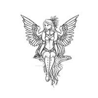 Steampunk Angel Lineart - collab