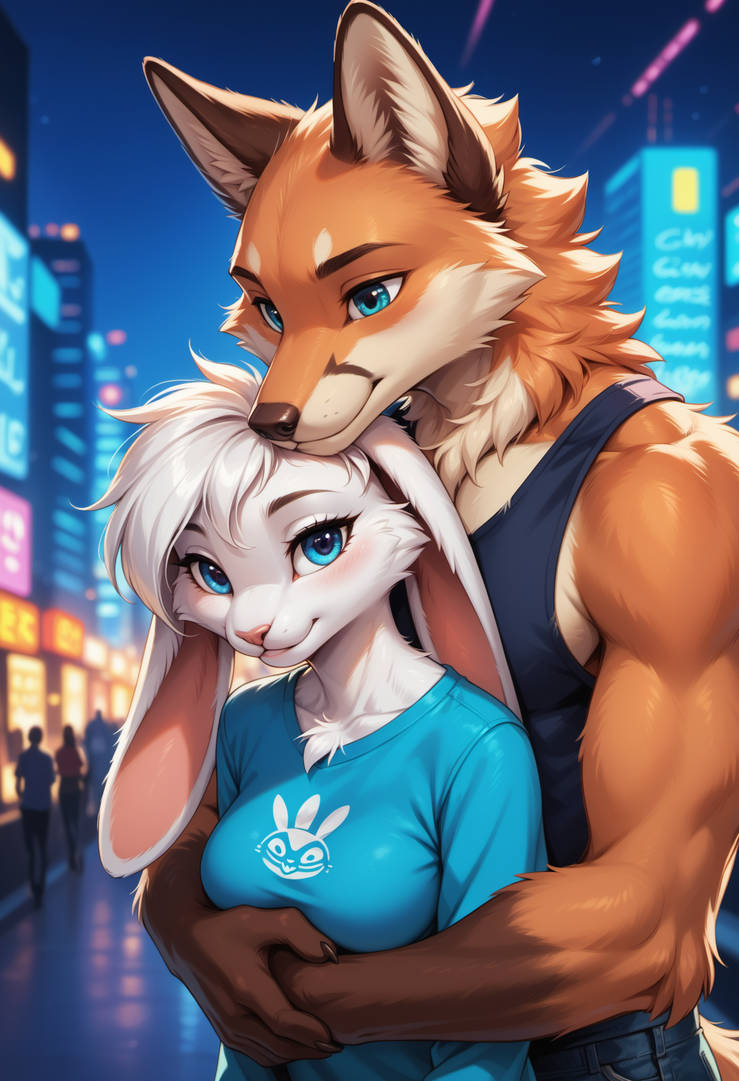 Fox X Rabbit Bunny and Fox: Pleasant evening stroll by Deus-Ir on DeviantArt