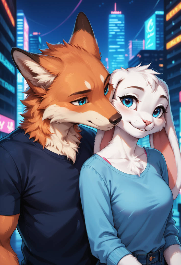 Fox X Rabbit Bunny and Fox: Pleasant evening stroll by Deus-Ir on DeviantArt