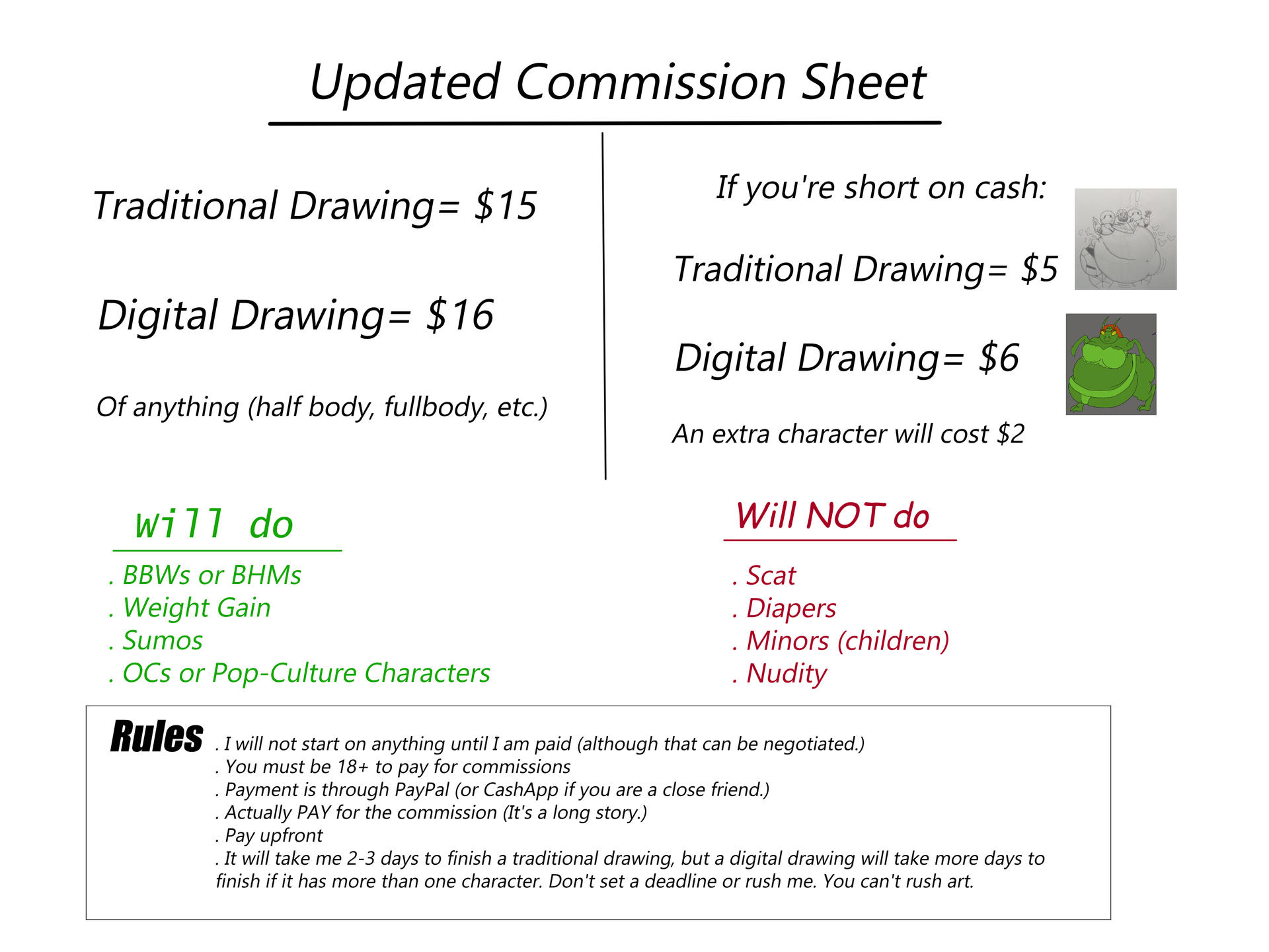 Updated Commission Sheet by GojiMan01 on DeviantArt