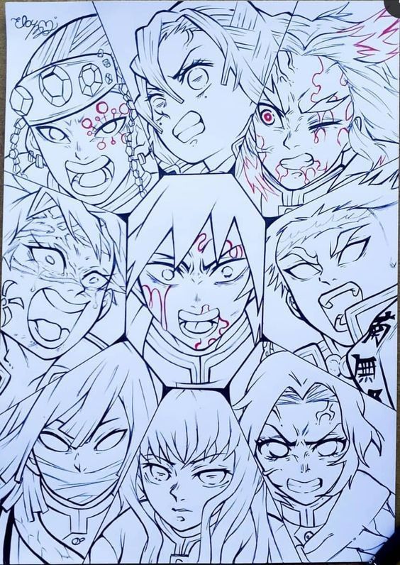 DESENHANDO DEMON SLAYER (Tanjiro, Nezuko, Inosuke e Zenitsu) #2 