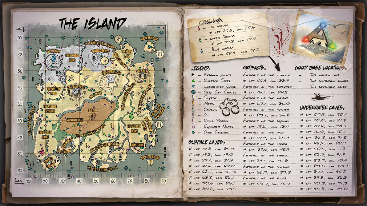 Ark guide. АРК остров карта записок. Заметки Айленд АРК карта. Карта записок Айленд АРК. Ark Survival Evolved карта the Island.