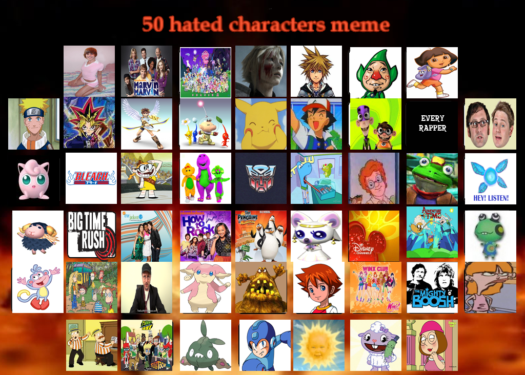 Deviantart Bad Characters Top 50 Hated Characters by typhlosion64 on DeviantArt