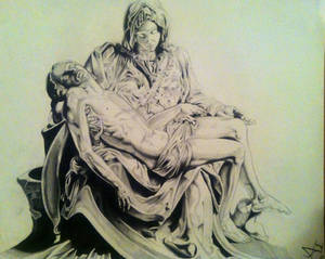 Drawing of Michael Angelo's sculpture the Pieta