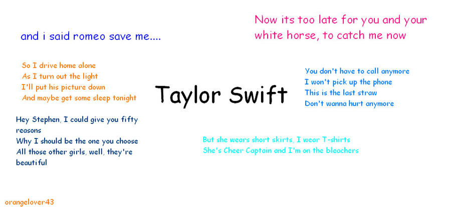 Taylor Swift Lyrics By Orangelover43 On Deviantart Taylor Swift Lyrics By Orangelover43 On Deviantart