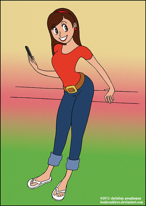 Deviantart Red Texting Cute Girl texting - anime style - Framed A3 by kenkyushiryo on DeviantArt