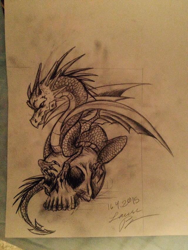 Dragon and skull