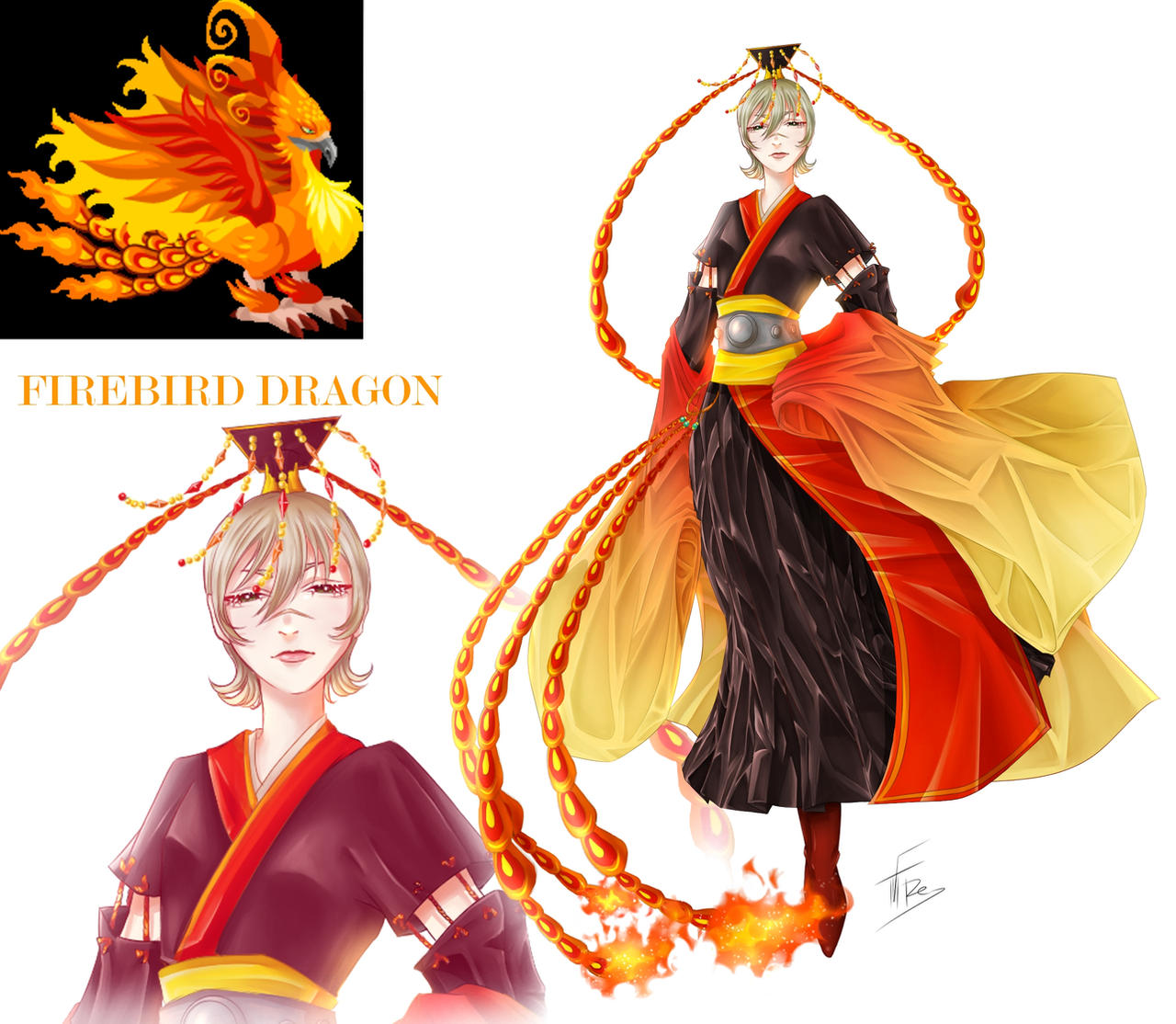 Firebender Dragon Firebird dragon by Abysssart on DeviantArt